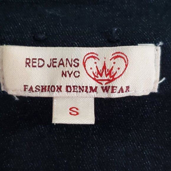 Red Jeans NYC Graphic Denim Jean Shift Dress Size S - Picture 11 of 13